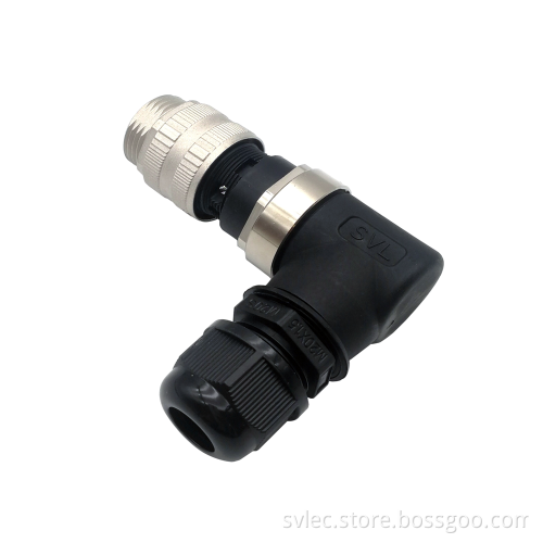 4-pin Mini Male Angled Fielded Wireable 7/8" Connector